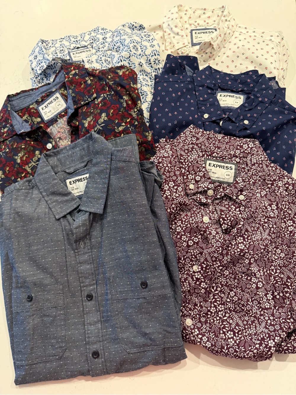 Express Men's Slim Soft Wash Button-Up Shirt - Bundle